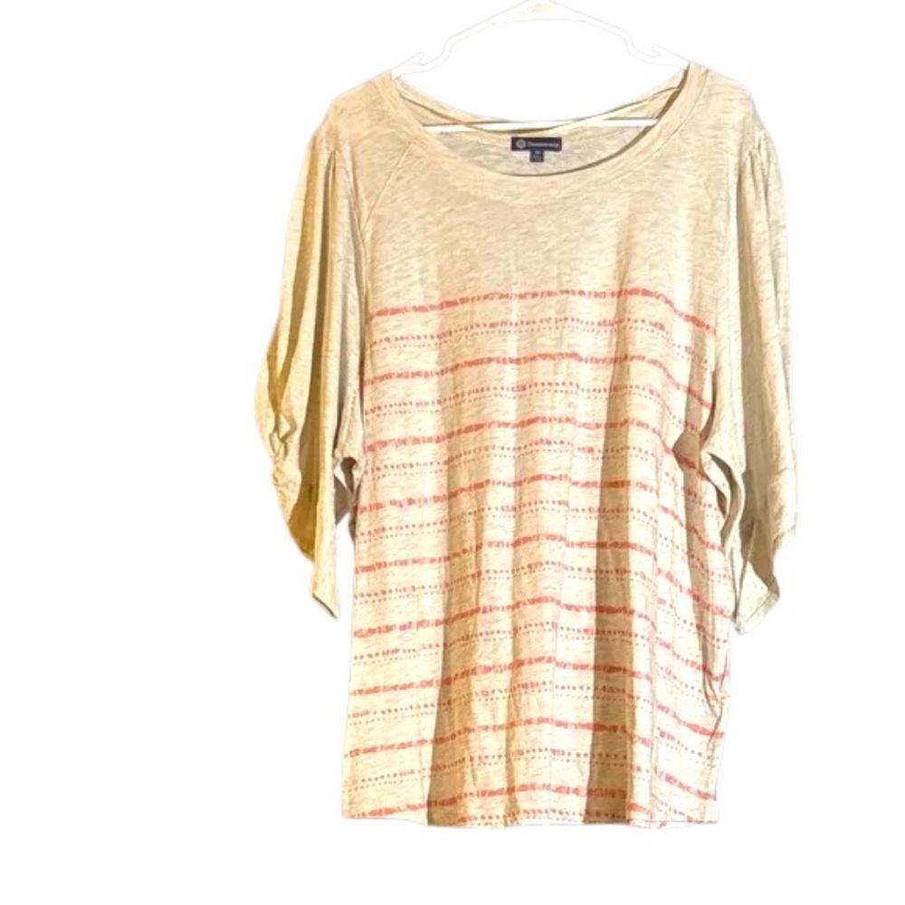 NWT-Democracy Cream and Pink Long Sleeve Top